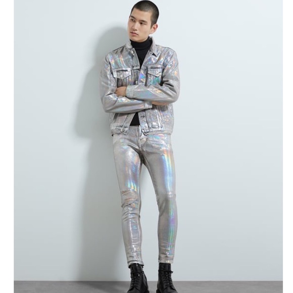Zara Jackets & Coats Zara Mens Metallic Jean Jacket Poshmark